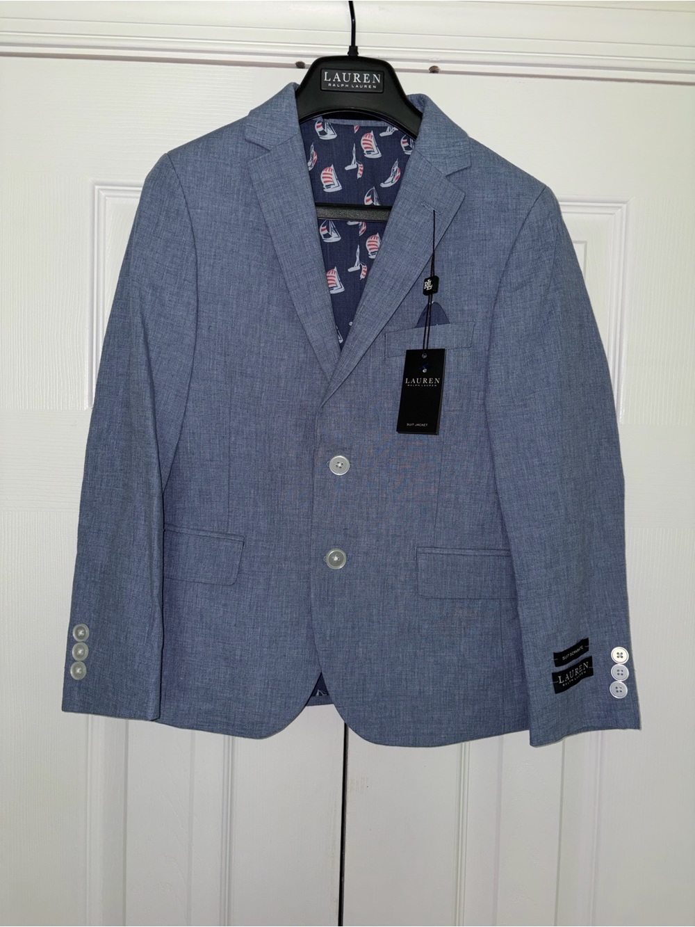 Lauren Ralph Lauren boys' light blue linen-blend blazer boy size 9